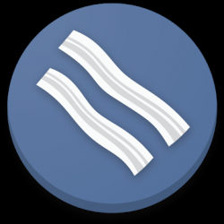 BaconReader blue circular application icon with a white bacon mark.